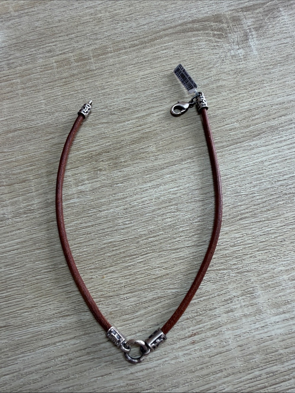 Bico Men's Brown Leather Metal Clasp 16” necklace NWT